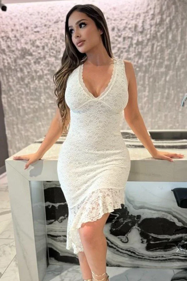 Short Lace Dress With High Low Bottom
