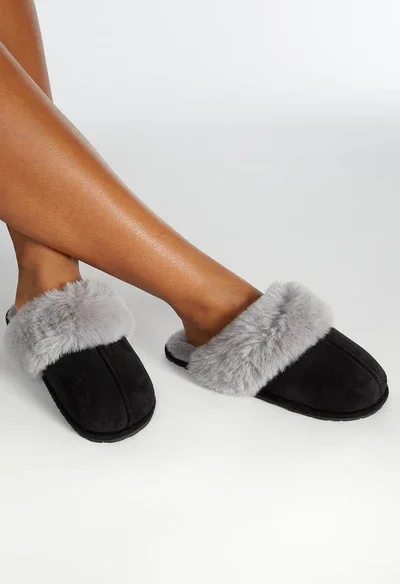 Faux Suede Slipper (black)