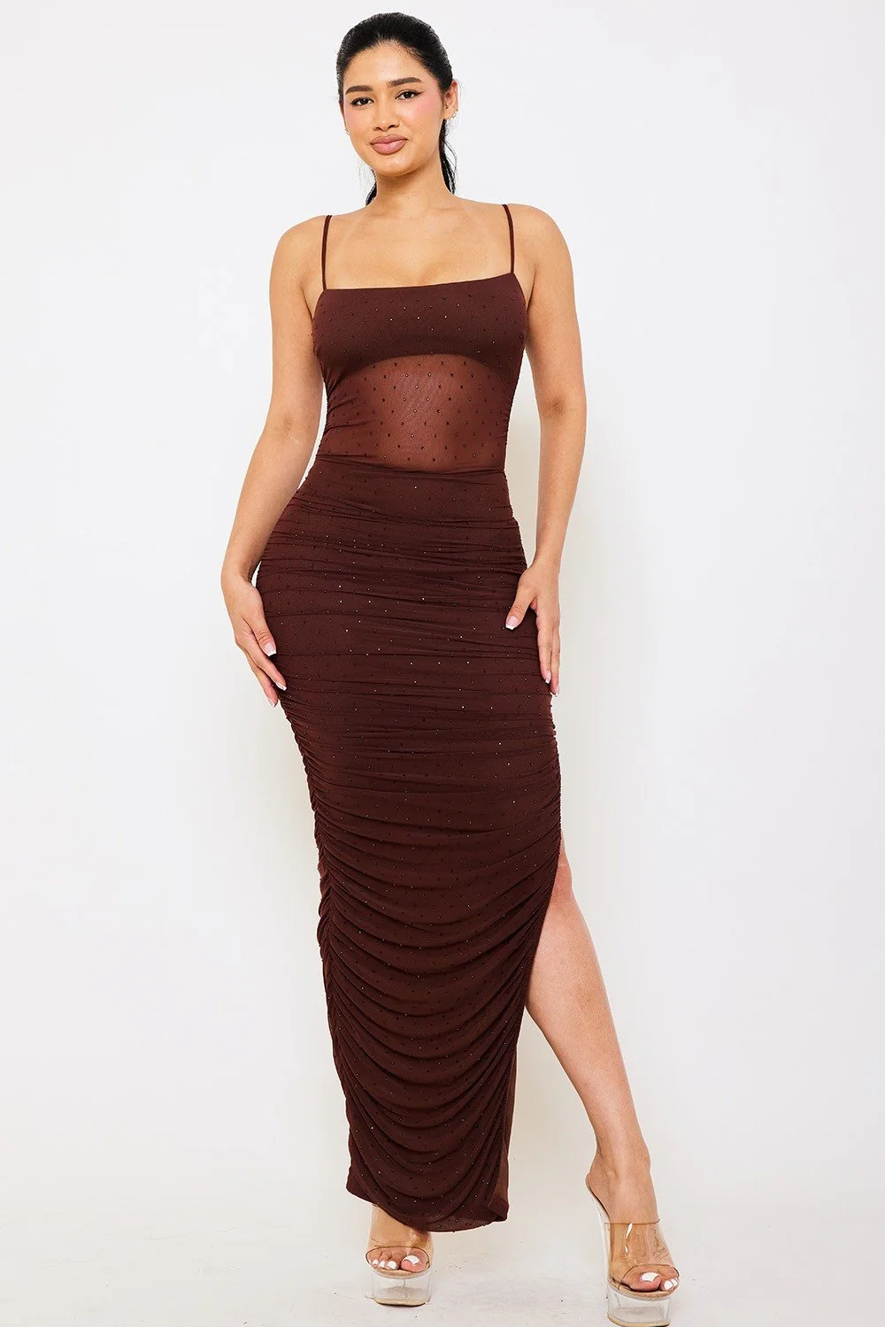 Rhinestone With Shirring On The Side Maxi Dress 9.jpg