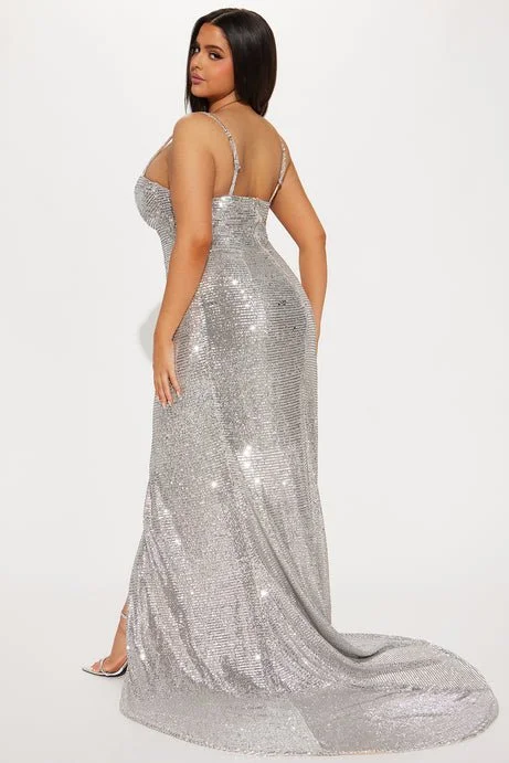 Long Embellished Sequin Gown