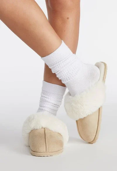 Faux Suede Slipper (tan)