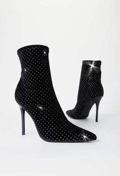 Faux Suede Bedazzled Stiletto Bootie