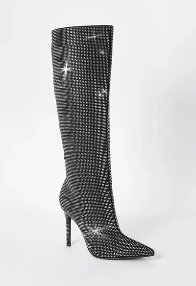 Faux Suede Bedazzled Stiletto Boots