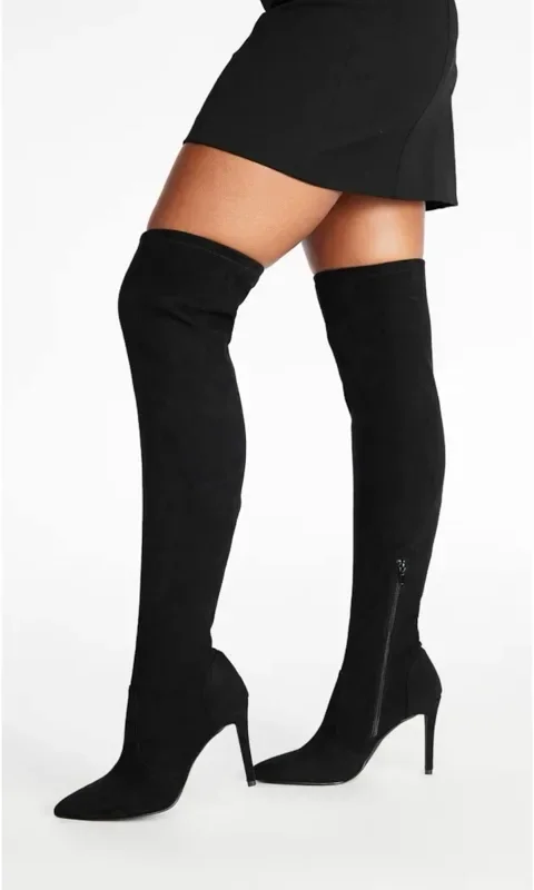 Faux Suede Heeled Boot