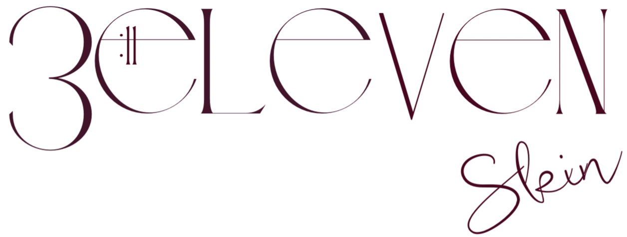 Image with the phrase "3eleven Skin" written in elegant, thin purple font on a dark background.