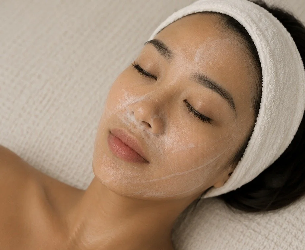 Asian woman with eyes closed