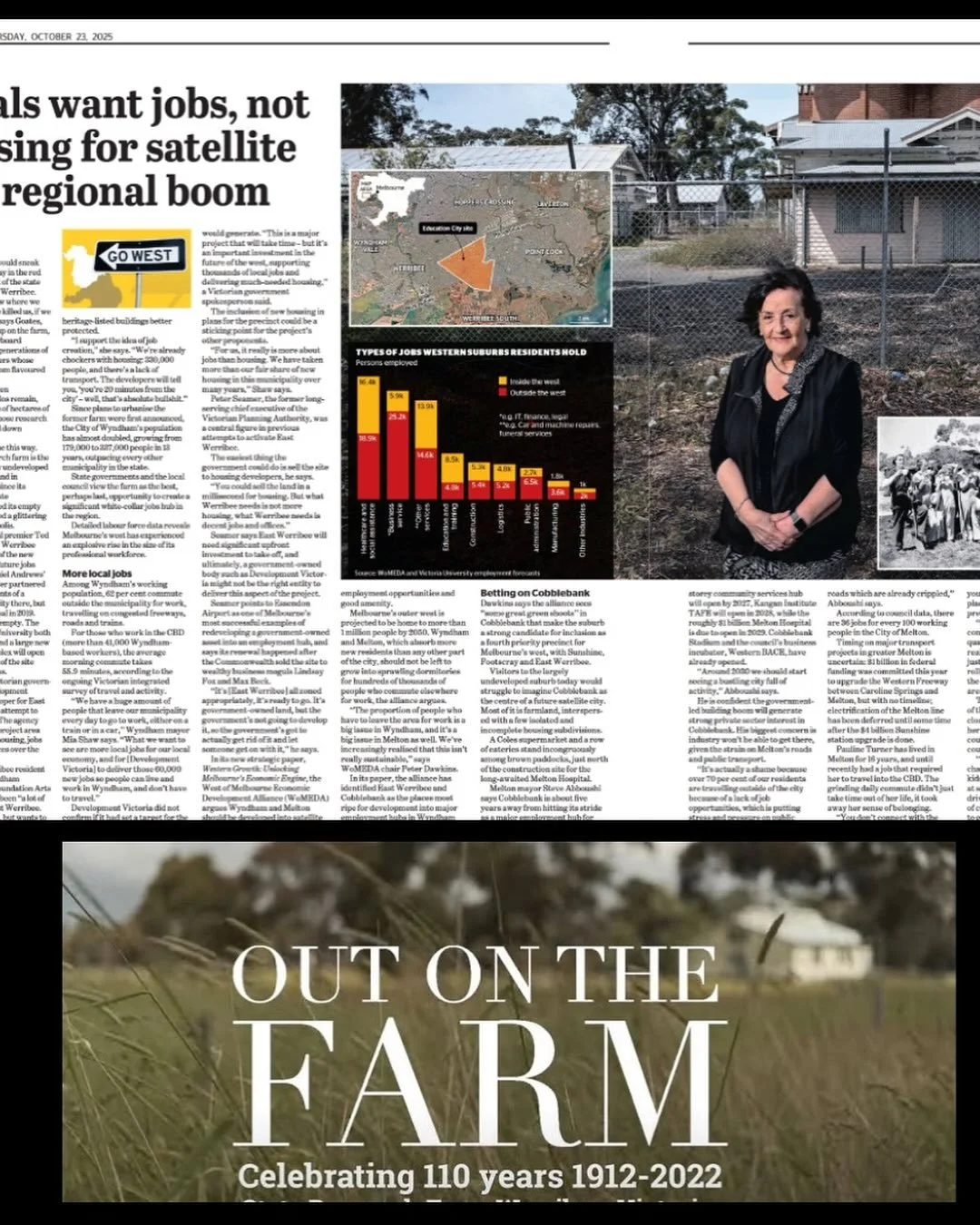 Our Founding Chair Jan Goates was interviewed by THE AGE newspaper recently regarding the activity around plans for the future development of the former State Research Farm site. We support creating an asset to the locality that includes HOLDING ON T