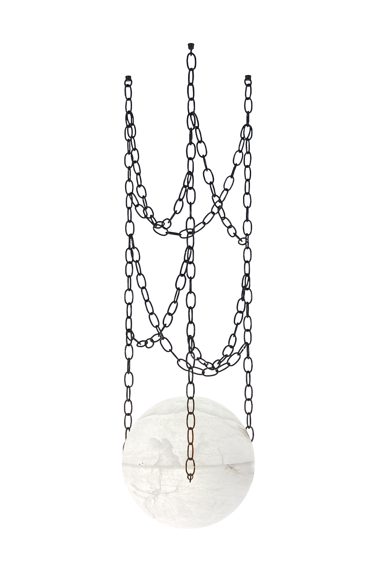 Orgeval chandelier in genuine alabaster with hand-assembled metal chain suspension by Maison Paname