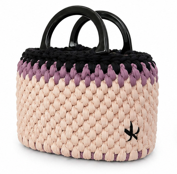 Mini  Handbag - Chunky Crochet with Resin Handles