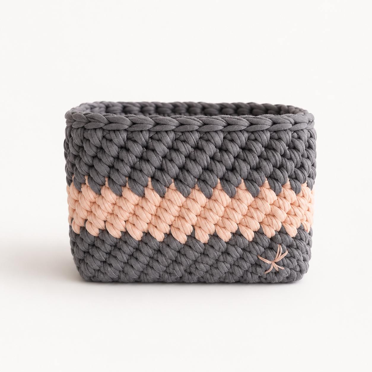 Crochet Storage Basket with Wooden Base