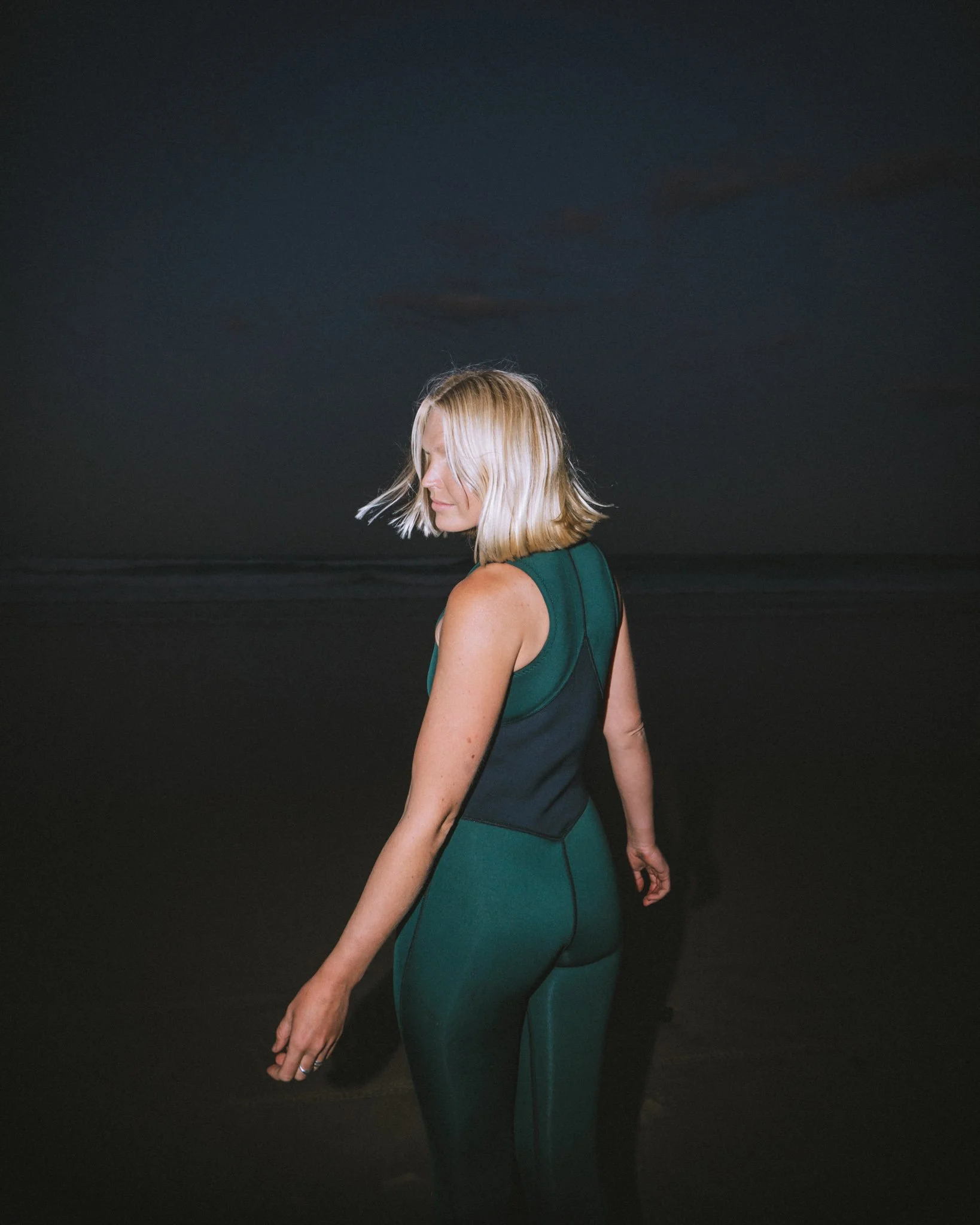 Sonja Katariina Vahasaari modeling Kintana wetsuit in Byron Bay campaign photoshoot.