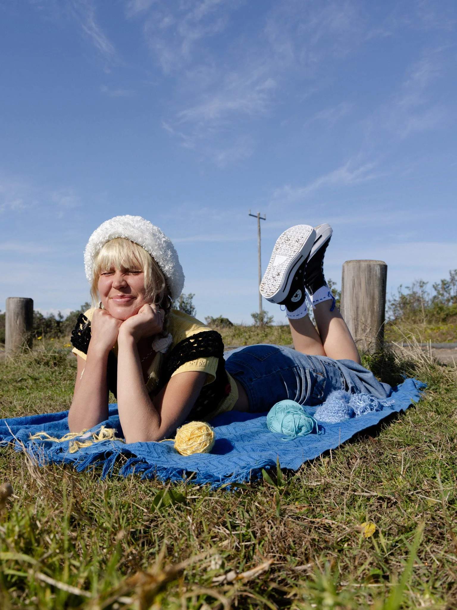 Sonja Katariina Vahasaari modeling Converse sneakers in lifestyle campaign.
