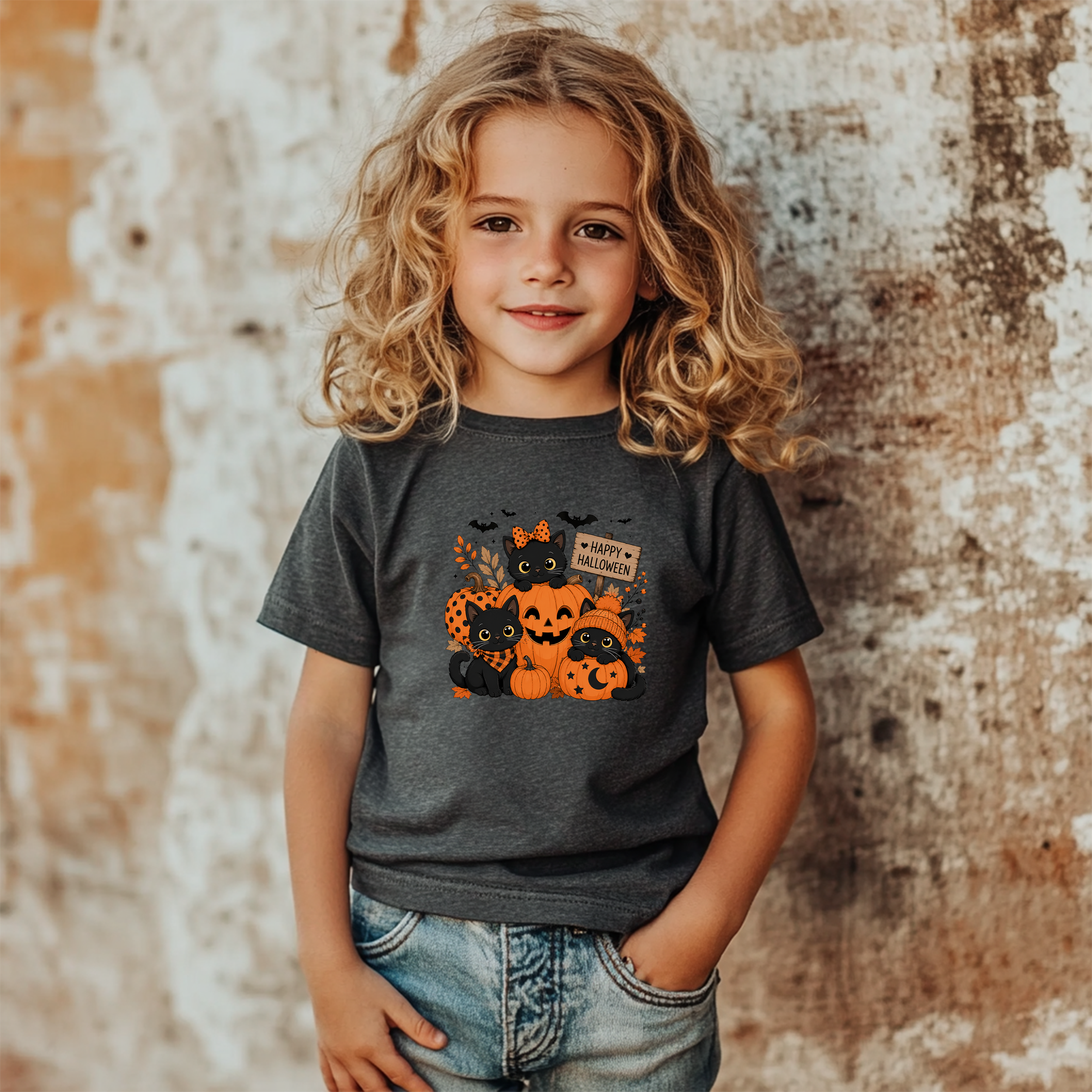 Halloween Black Kitten Pumpkin Shirt