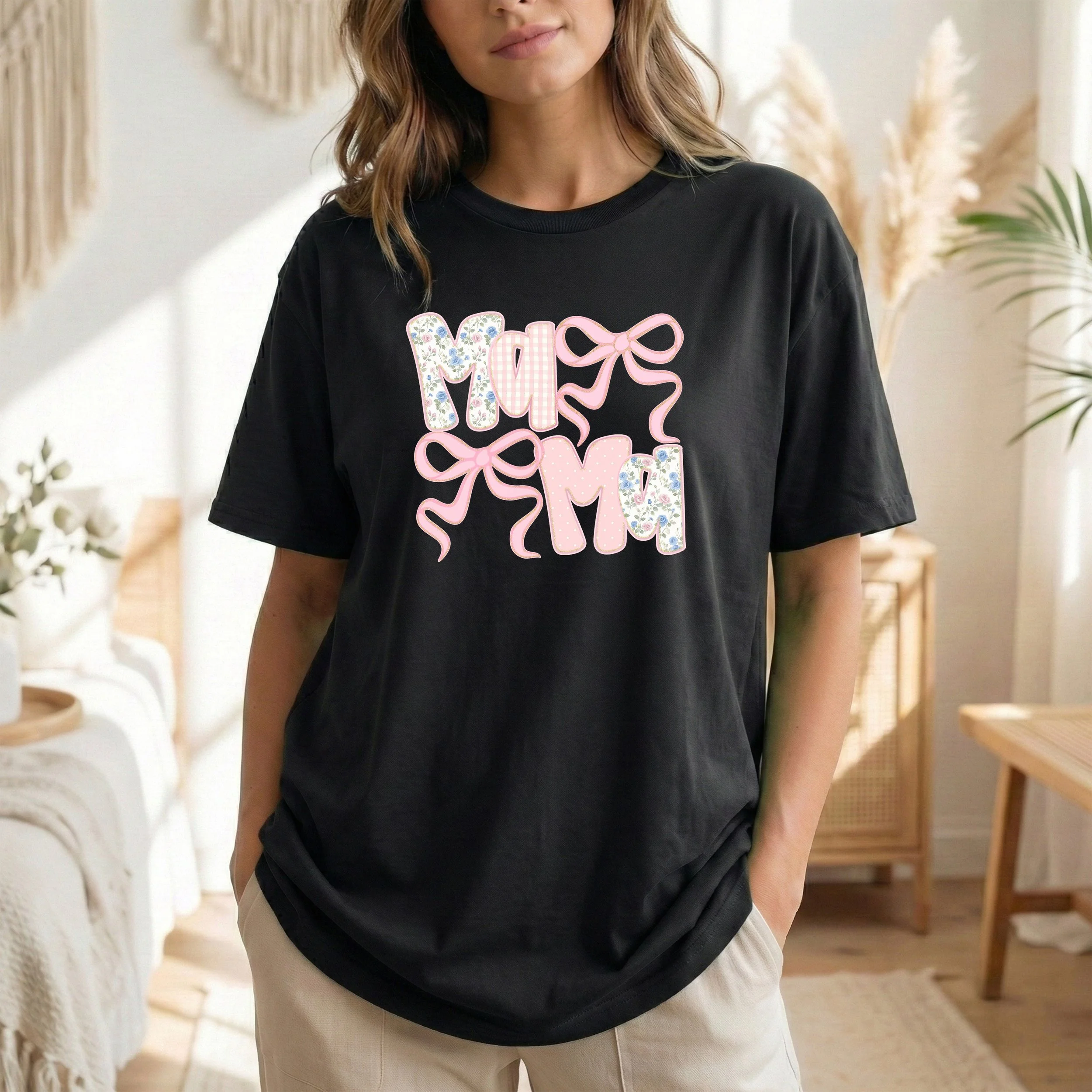 Floral Mama Cotton Shirt with Bows
