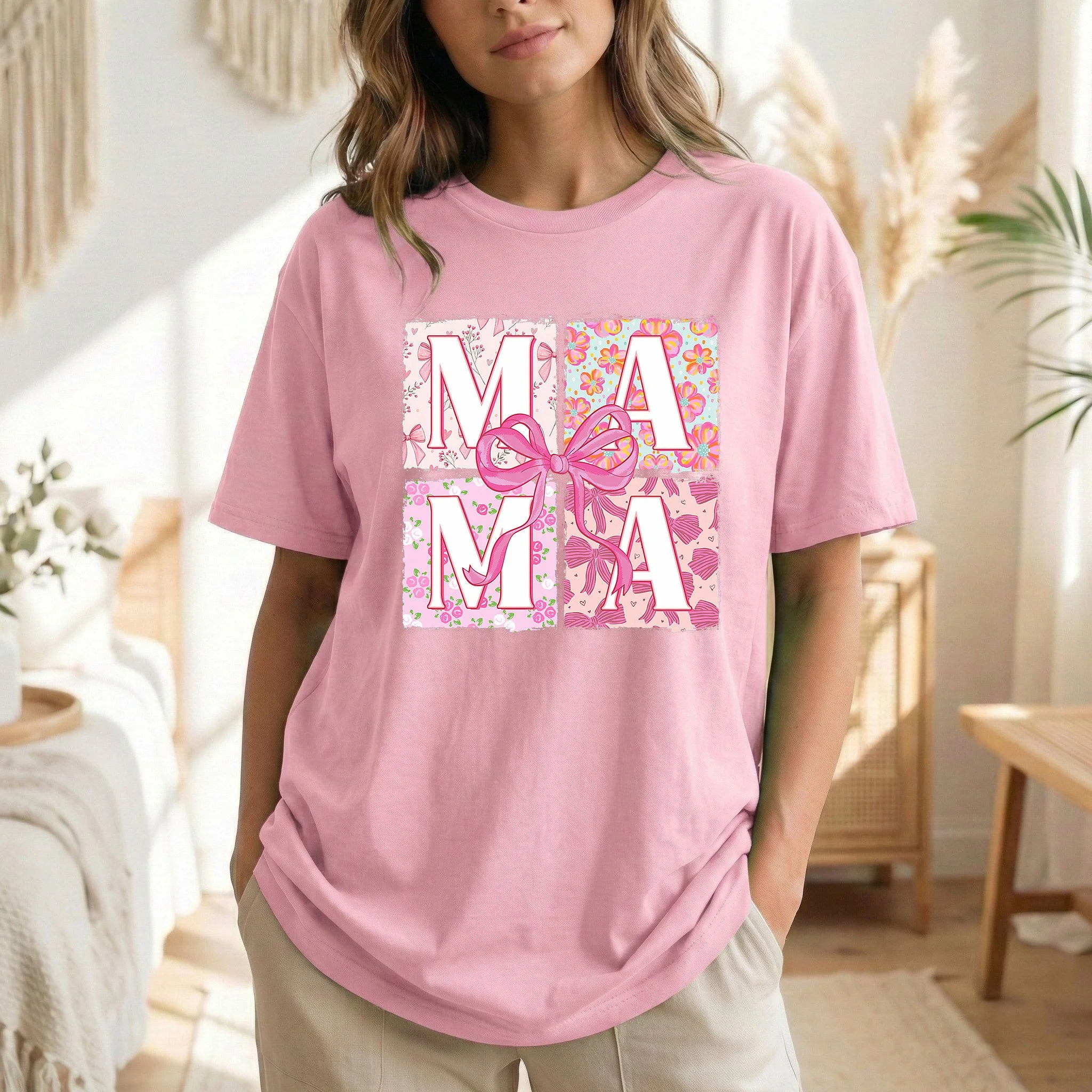 Pink Floral Mama Shirt