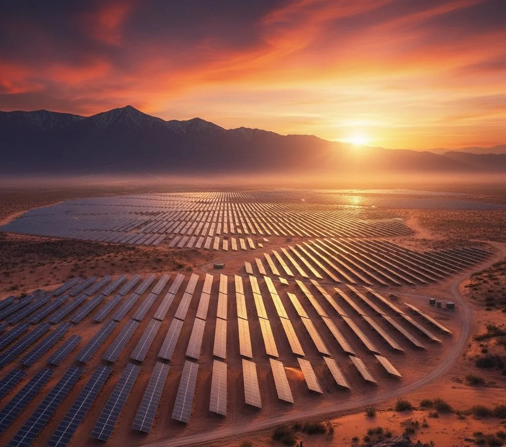 Solar farm desert sunset - Painter Lane