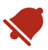 Red bell icon with a diagonal line through it