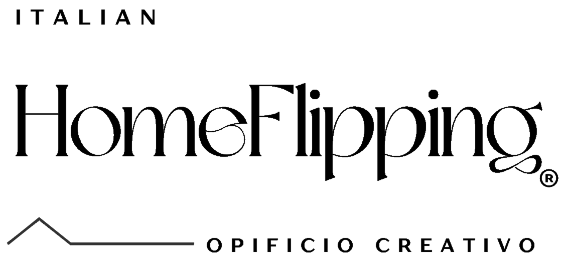 Logo di HomeFlipping Italia, con testo nero su sfondo bianco.