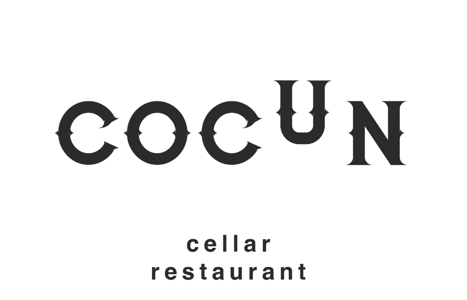 Logo for COCUN, a cellar restaurant, with stylized text and a white background.