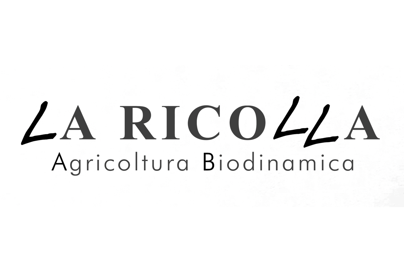Logo for La Ricolla Agricultura Biodinamica with black stylized text on a white background.