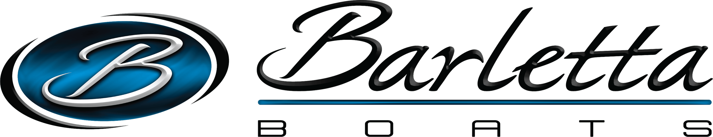 The logo for Barletta Boats, featuring a stylized letter B inside a blue oval and the company name in black script font.