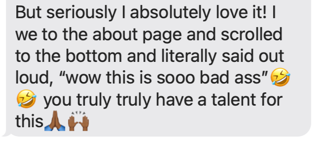 Screenshot of a social media comment praising a post with emojis and the use of informal language.