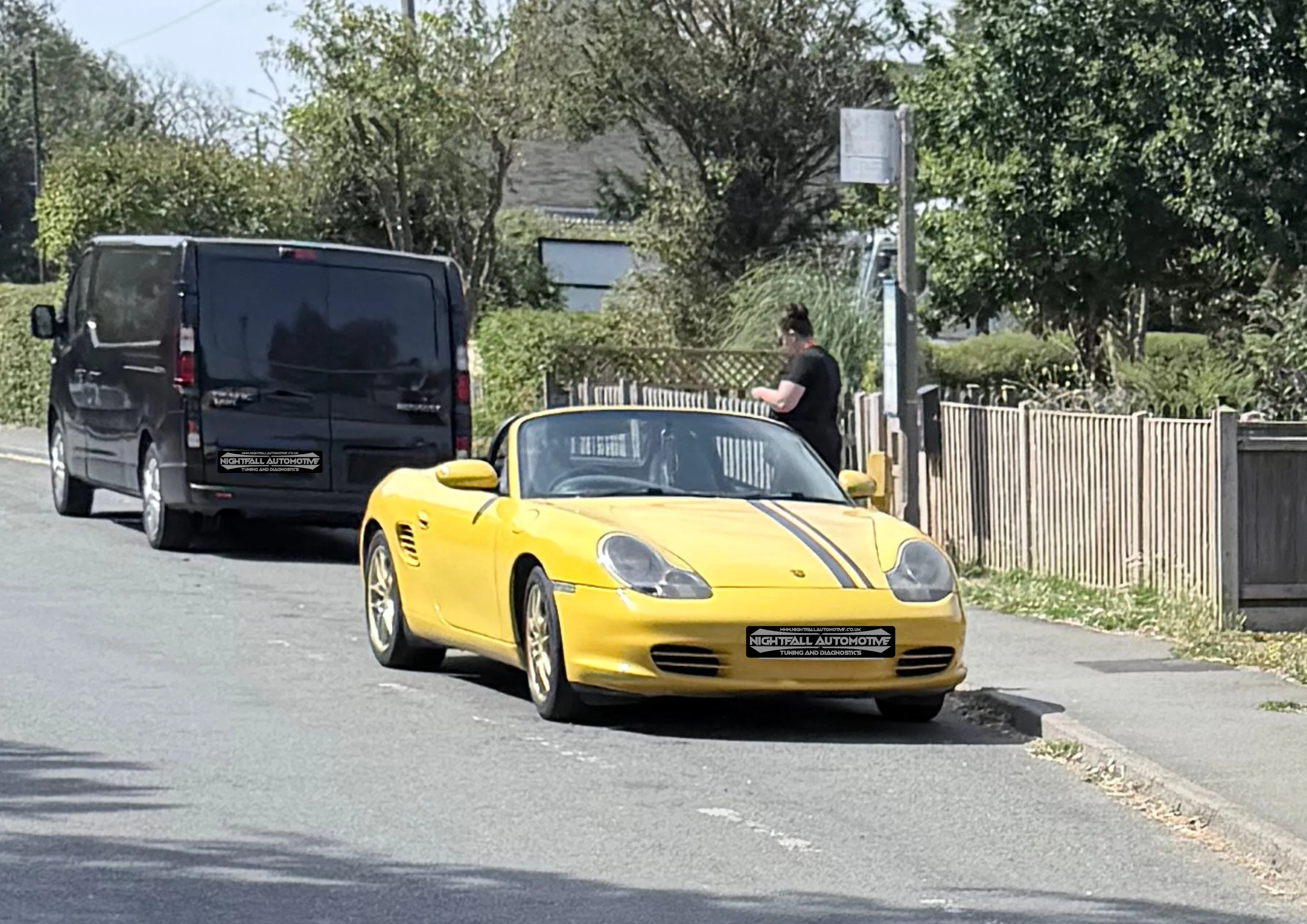 A yellow sports car Tuned by Nightfall Automotive