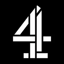 Channel 4 logo in white on a black background.