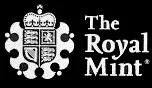 The Royal Mint logo with a black background, featuring a crown and a shield emblem.
