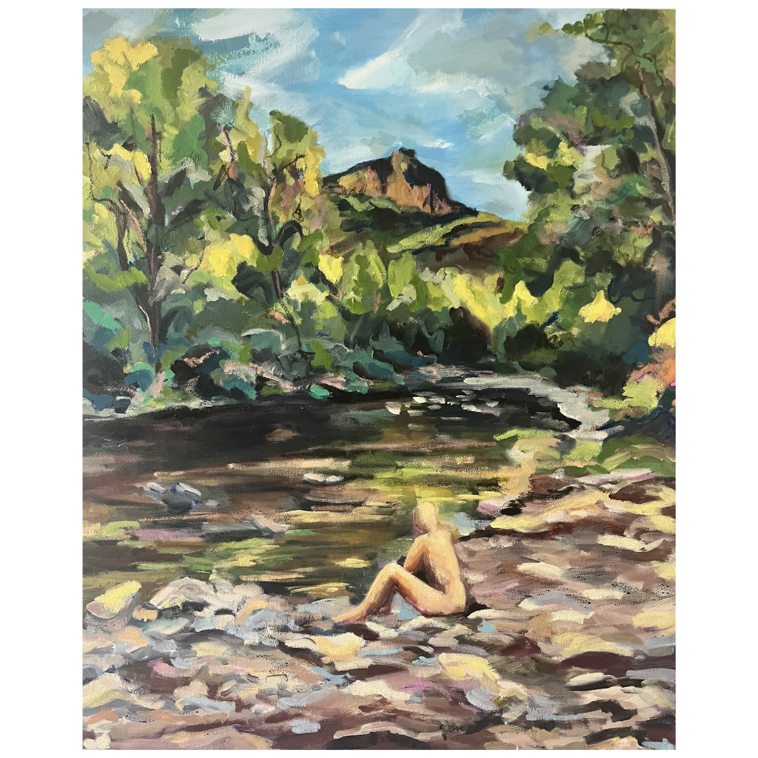 Rivière, 2026, 50 x 61 cms , Huile, pastels sur toile