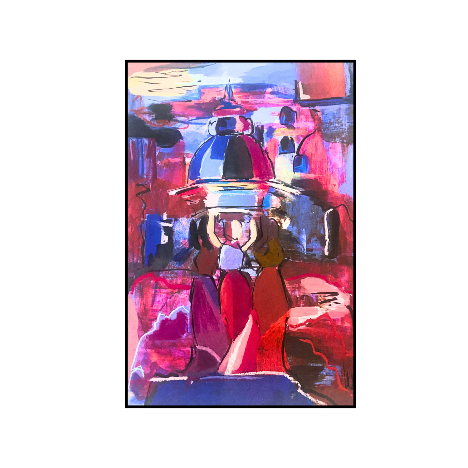 The caryatids, acrylics & pastels, 30 x 42 cms
Paper on wood