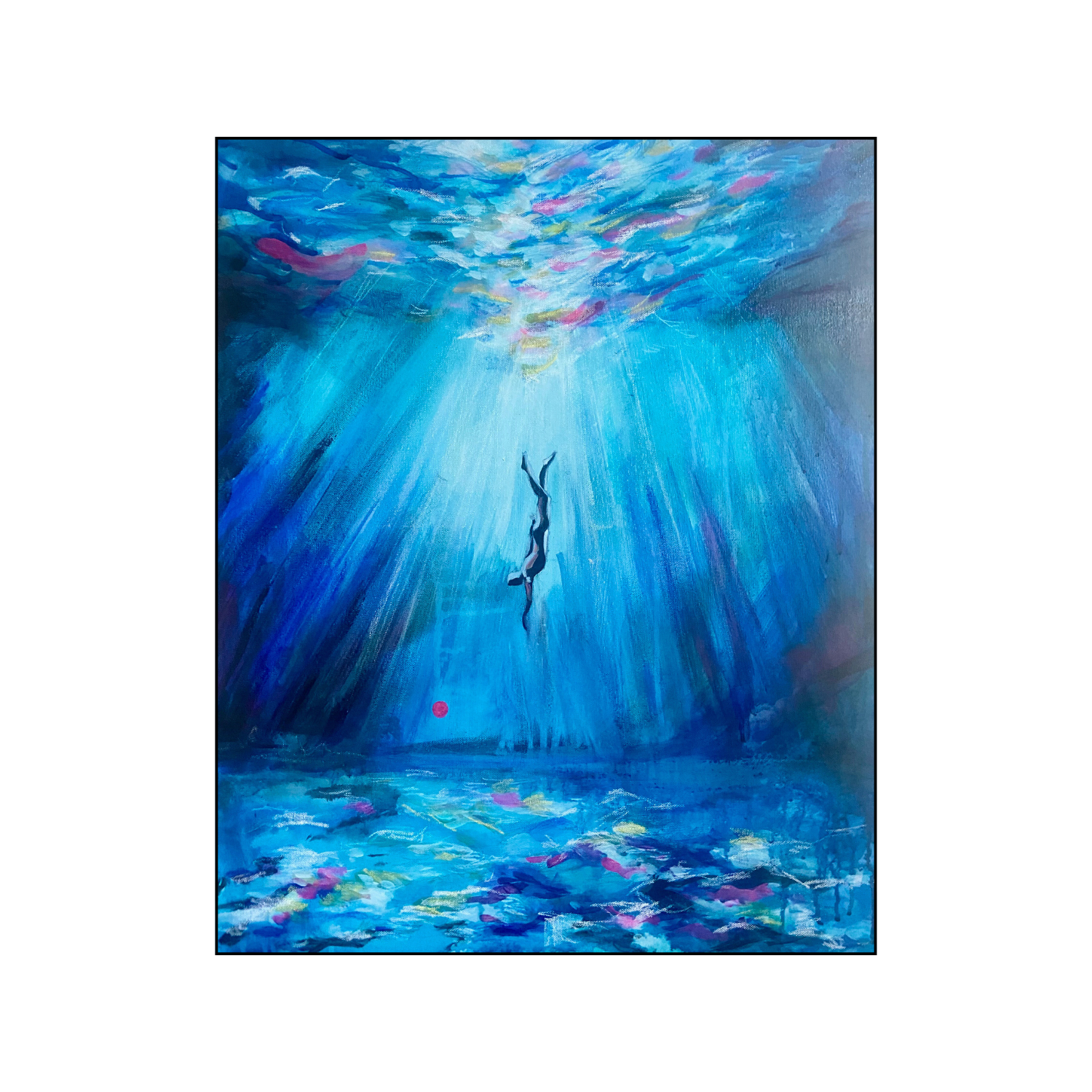 Underneath 4, 2026. Watercolour inks , pastels and acrylics , 50 x 61 cms