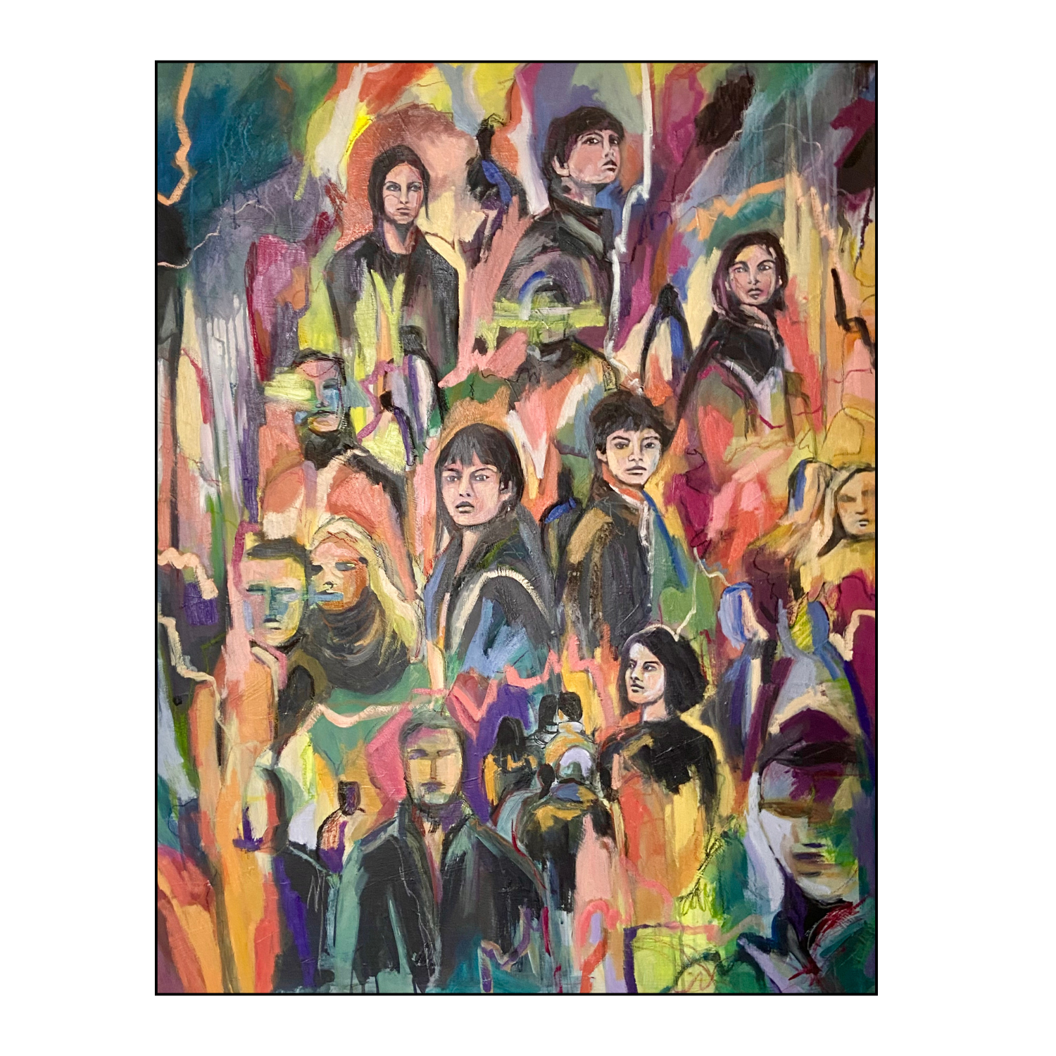 Crowd, Inks and acrylics 89 x 116 cms, 2026
