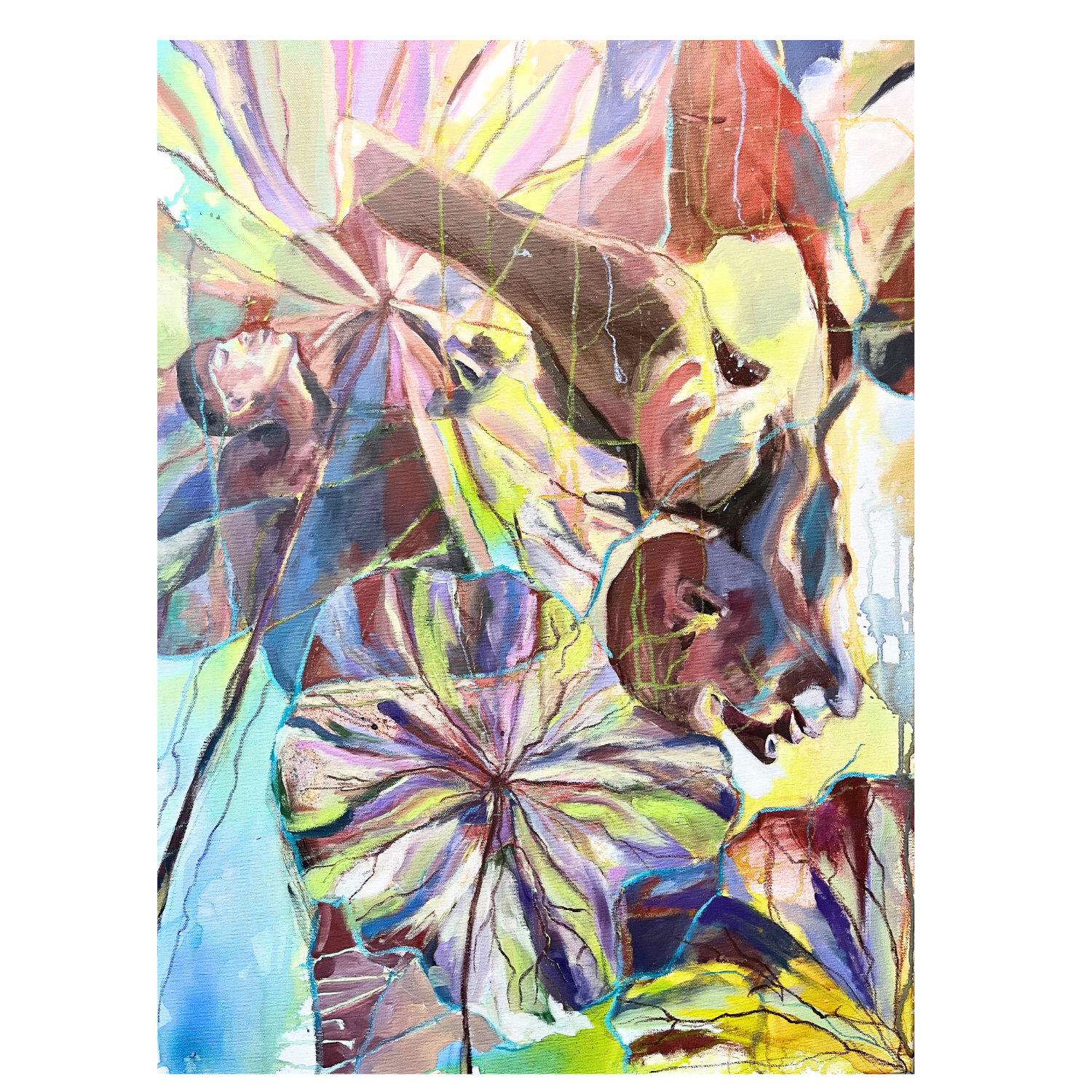 Respiration, Huile, encore et pastel sur toile, 2026, 75 x 55 cm