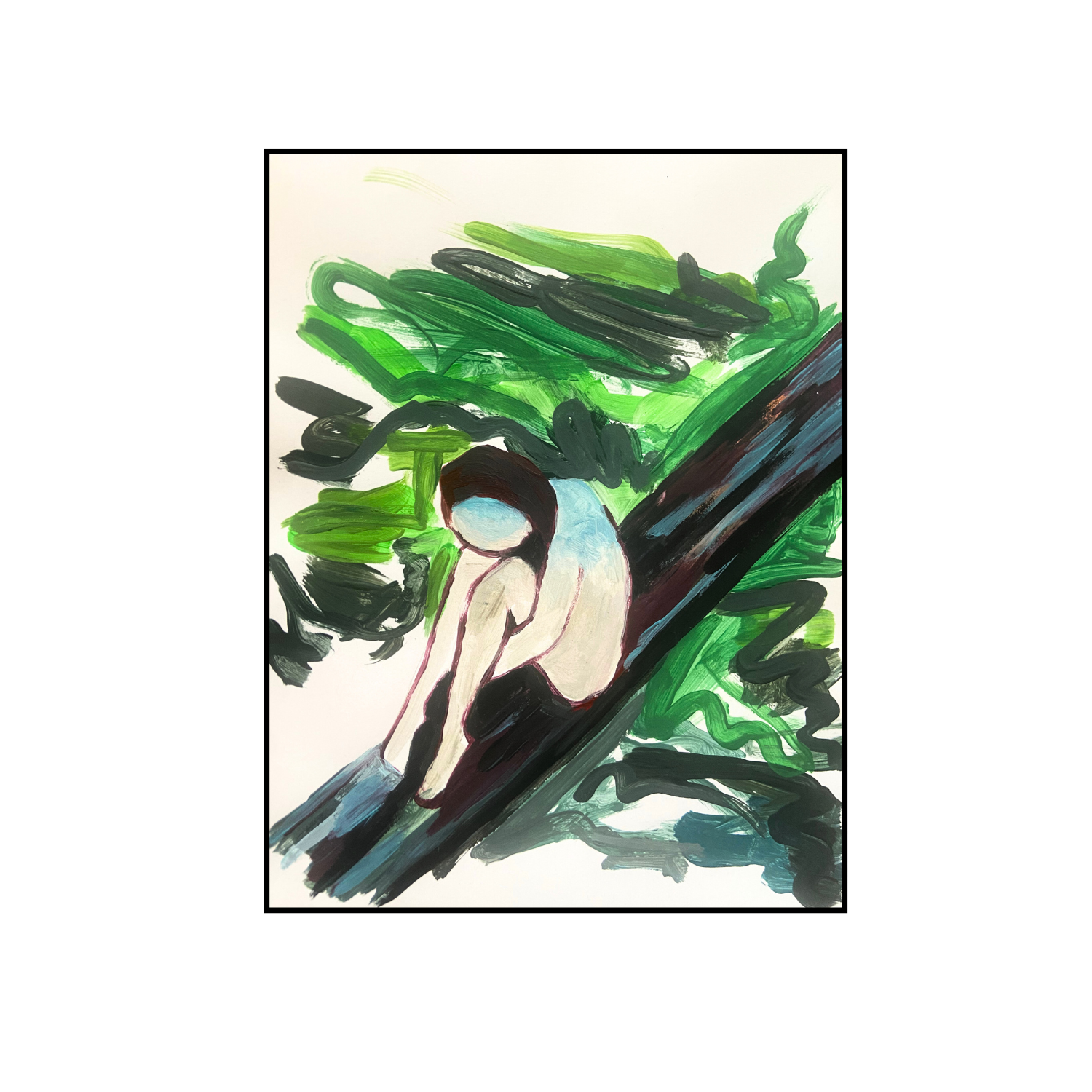 The soul in the forest, A4, acrylics , Paper on wood