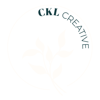 Logo with the text 'CKL Creative' arranged in a semi-circle above a stylized flower design.