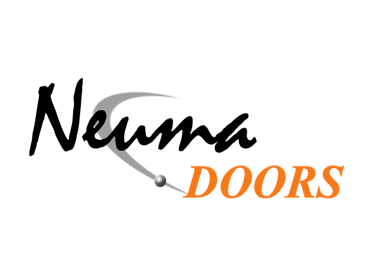 Logo of a storage or door company with a stylized house and the words "Doors" in orange.