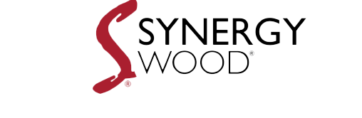 Synergy Wood logo featuring a stylized red S and the company name in black