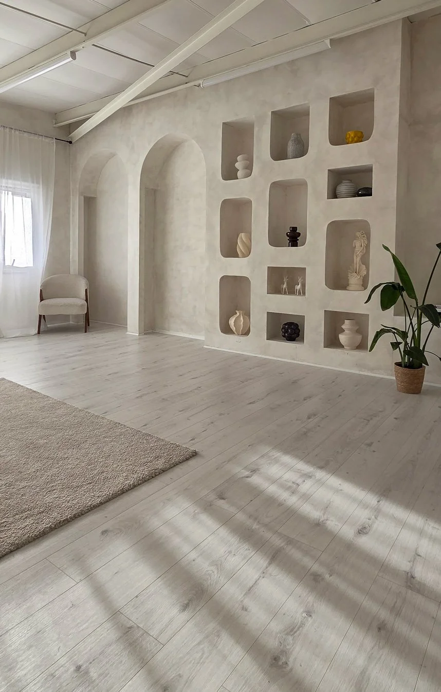 Limewashed textured painted wall lifestyle content studio