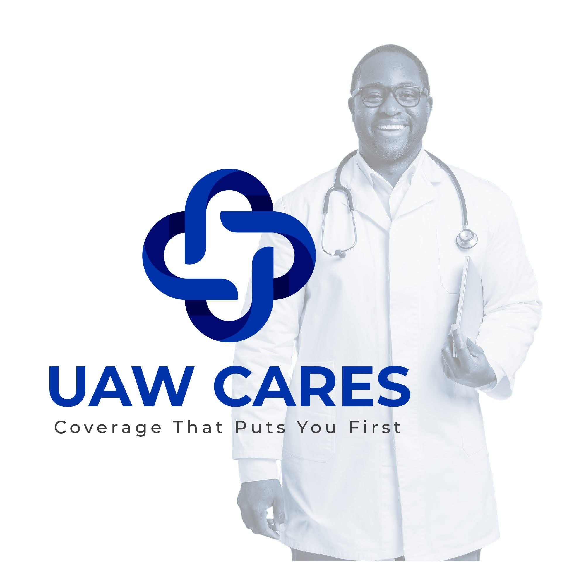 Book cover titled "Coverage That Puts You First" with an image of a smiling male doctor in a white coat, glasses, and a stethoscope around his neck, and a blue interconnected medical symbol.