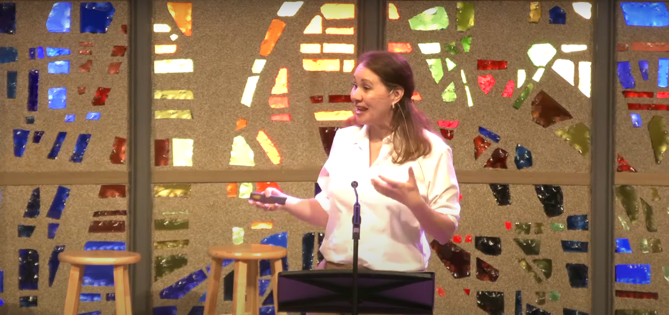 TYB Speaking in front of Stained Glass