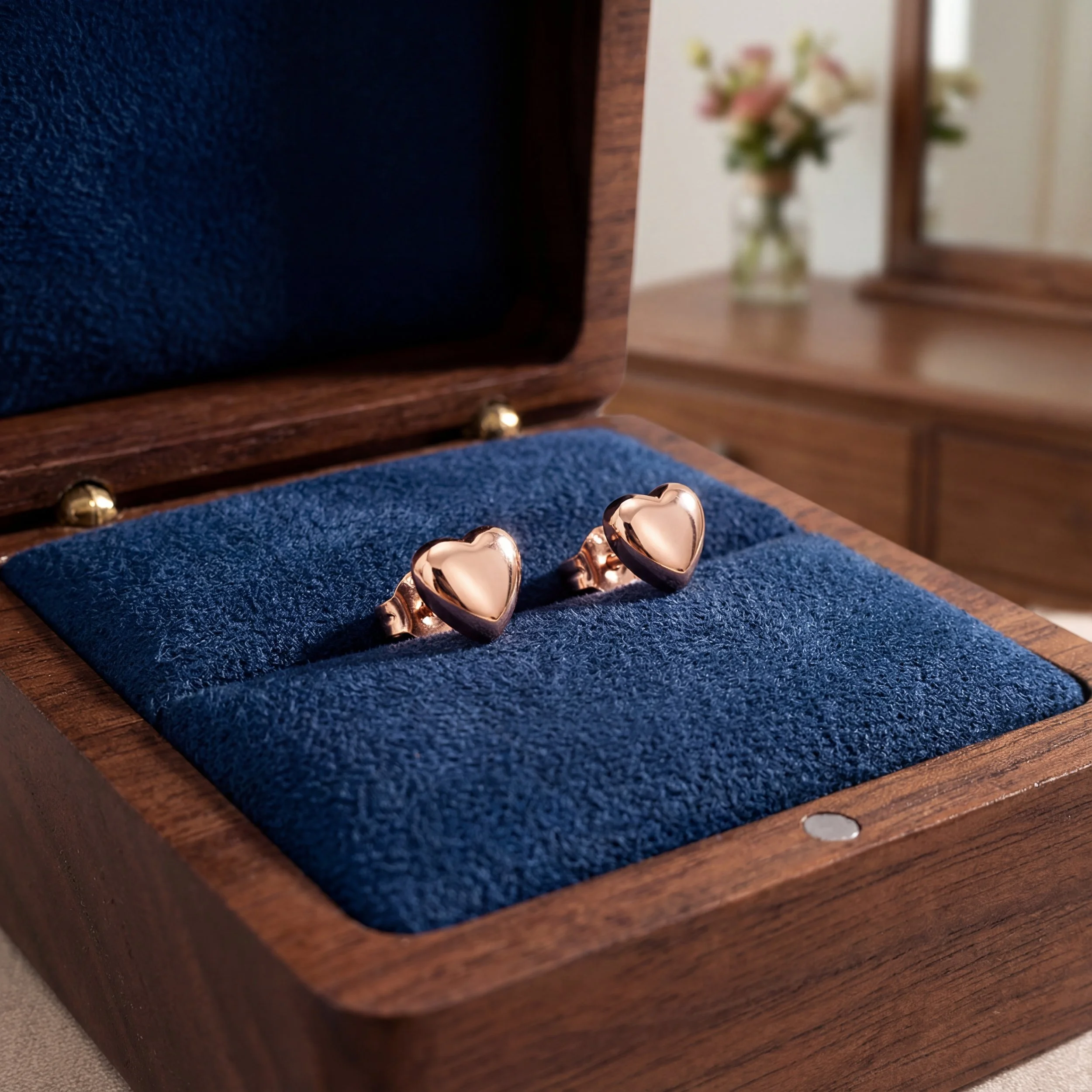 9ct Rose Gold Heart Earrings