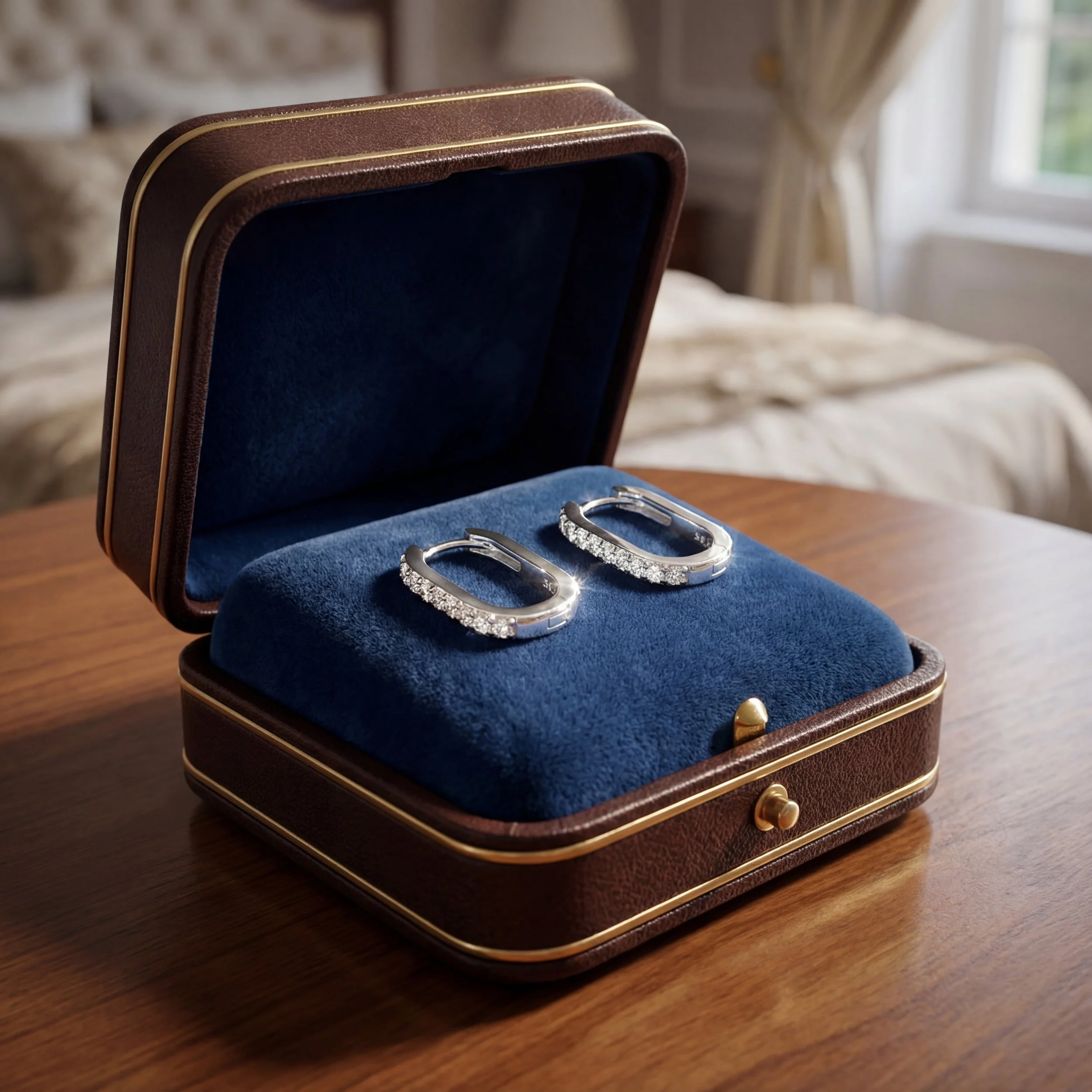 Sterling Silver Hoop Earrings with Round Cubic Zirconia