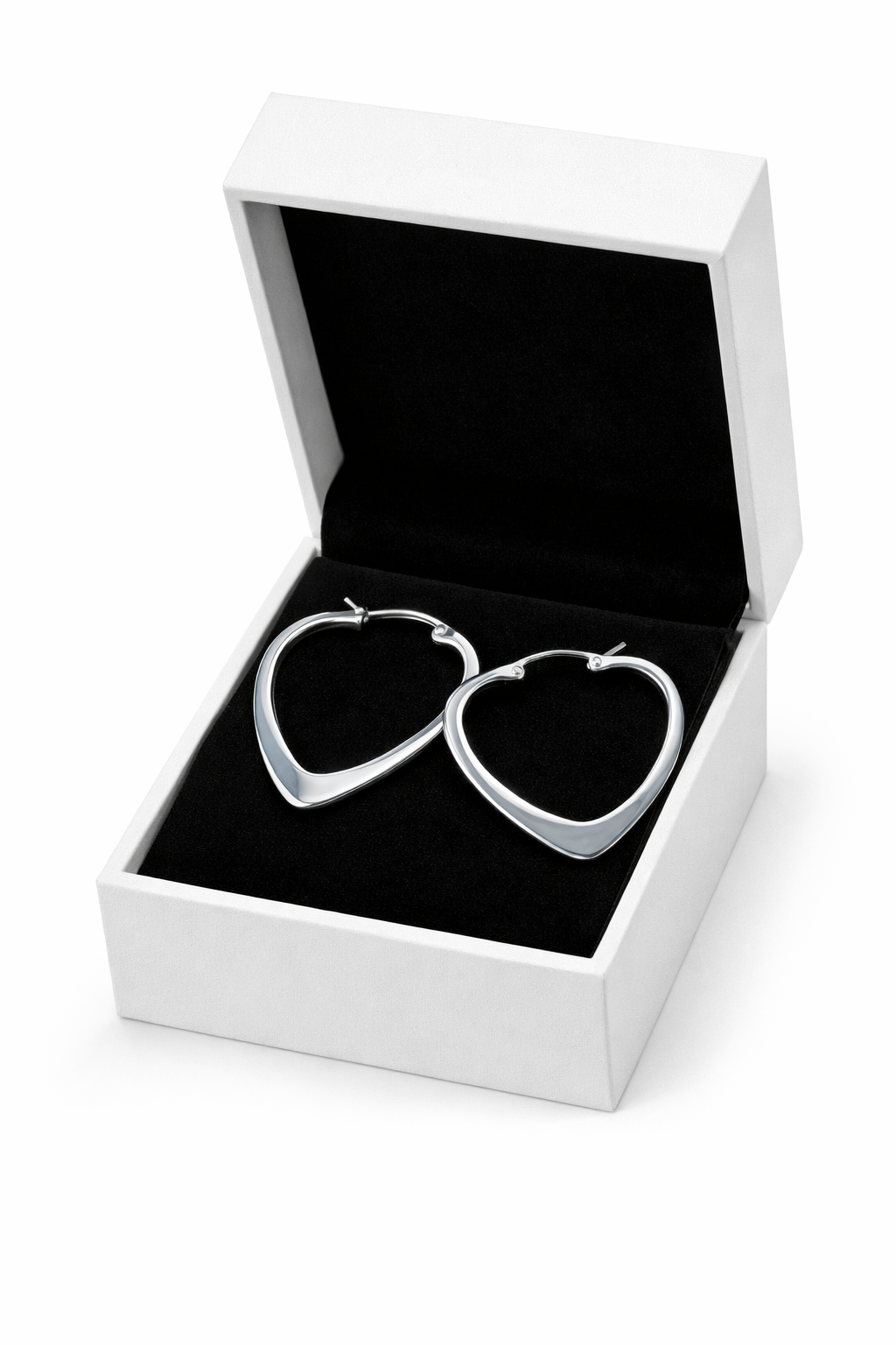 Sterling Silver Geometric Heart Hoop Earrings