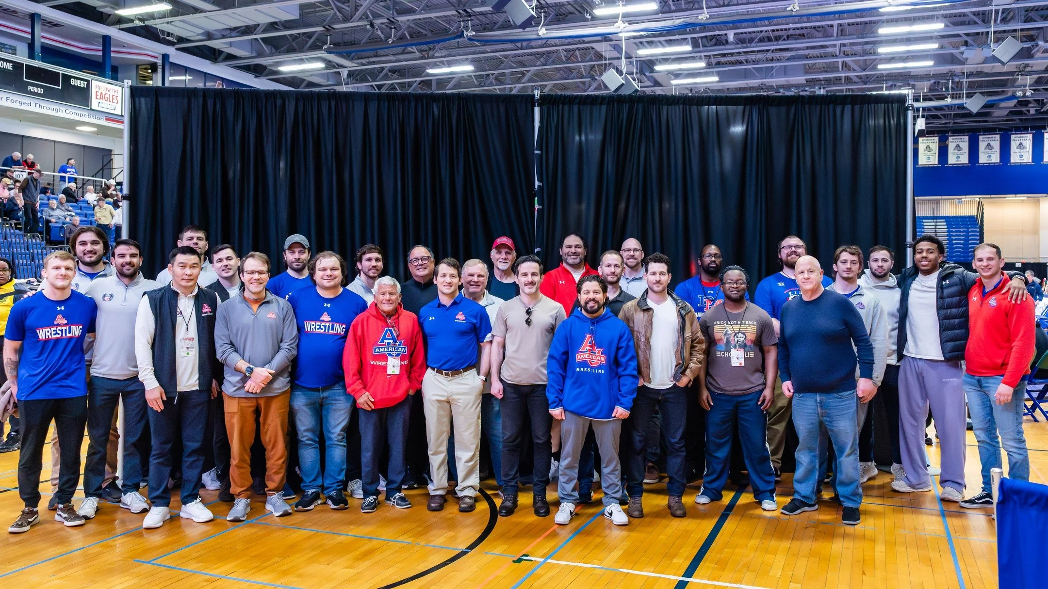 Always special seeing AU Wrestling alumni back in Bender Arena. Thank you to everyone who came out to support the program during a historic EIWA Championships weekend! 

 Photo: Bob Blakely/AU Athletics