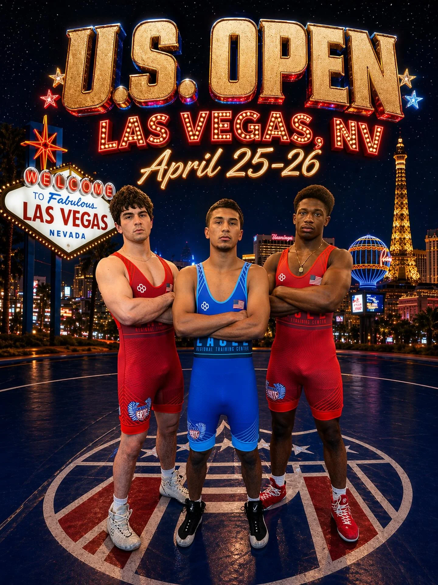 These guys will be representing the Eagle Regional Training Center at the U20 US Open in Las Vegas, NV this weekend!

Leo Maestas: 65KG
RJ Robinson: 86KG
Caleb Close: 92KG

Follow the action this Saturday/Sunday (4/25-26) on FloWrestling! Let&rsquo;s