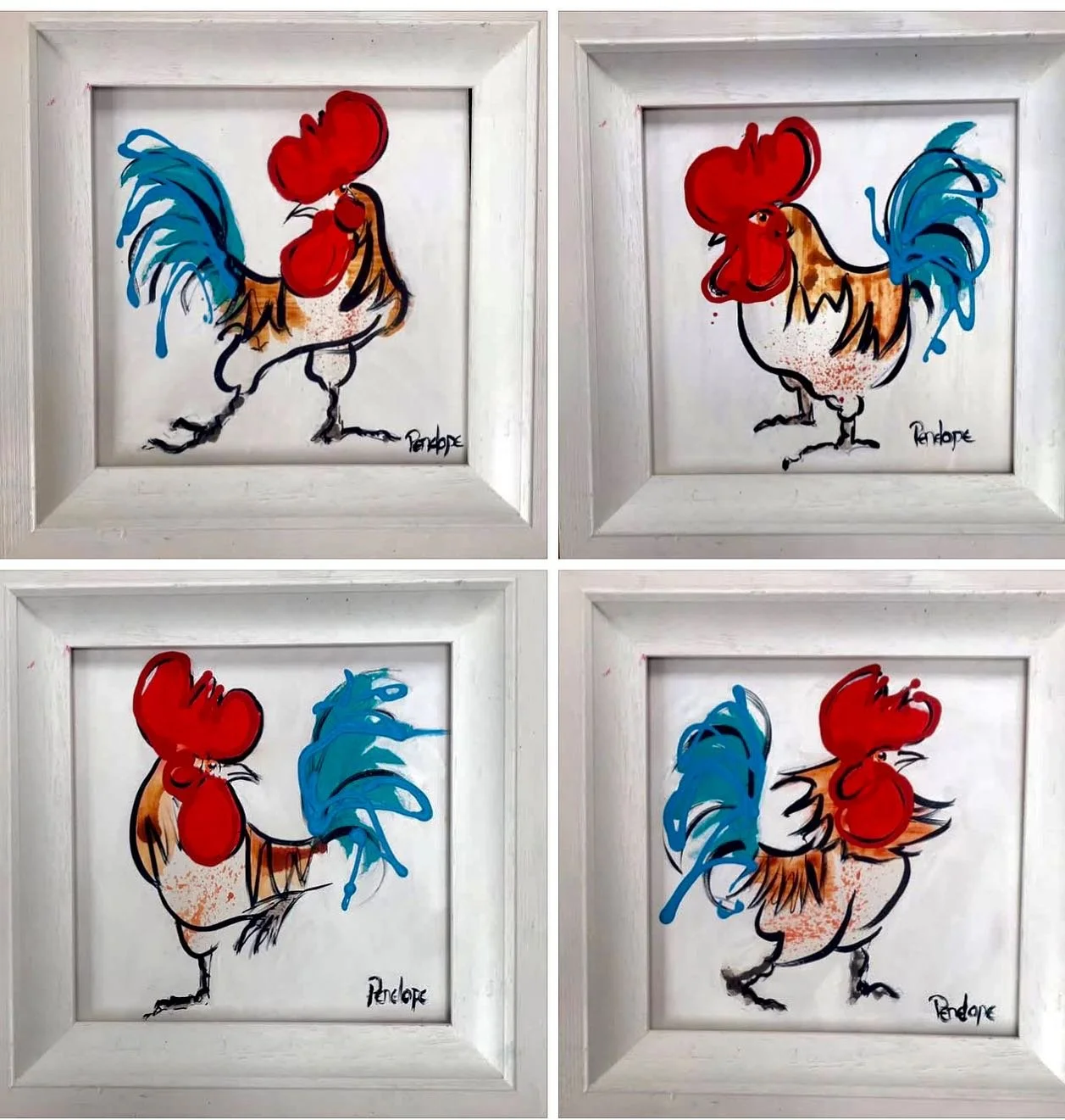 New original Cockerels &hellip;. Approximately 15x15 inches framed. &pound;350 inc p&amp;p and VAT