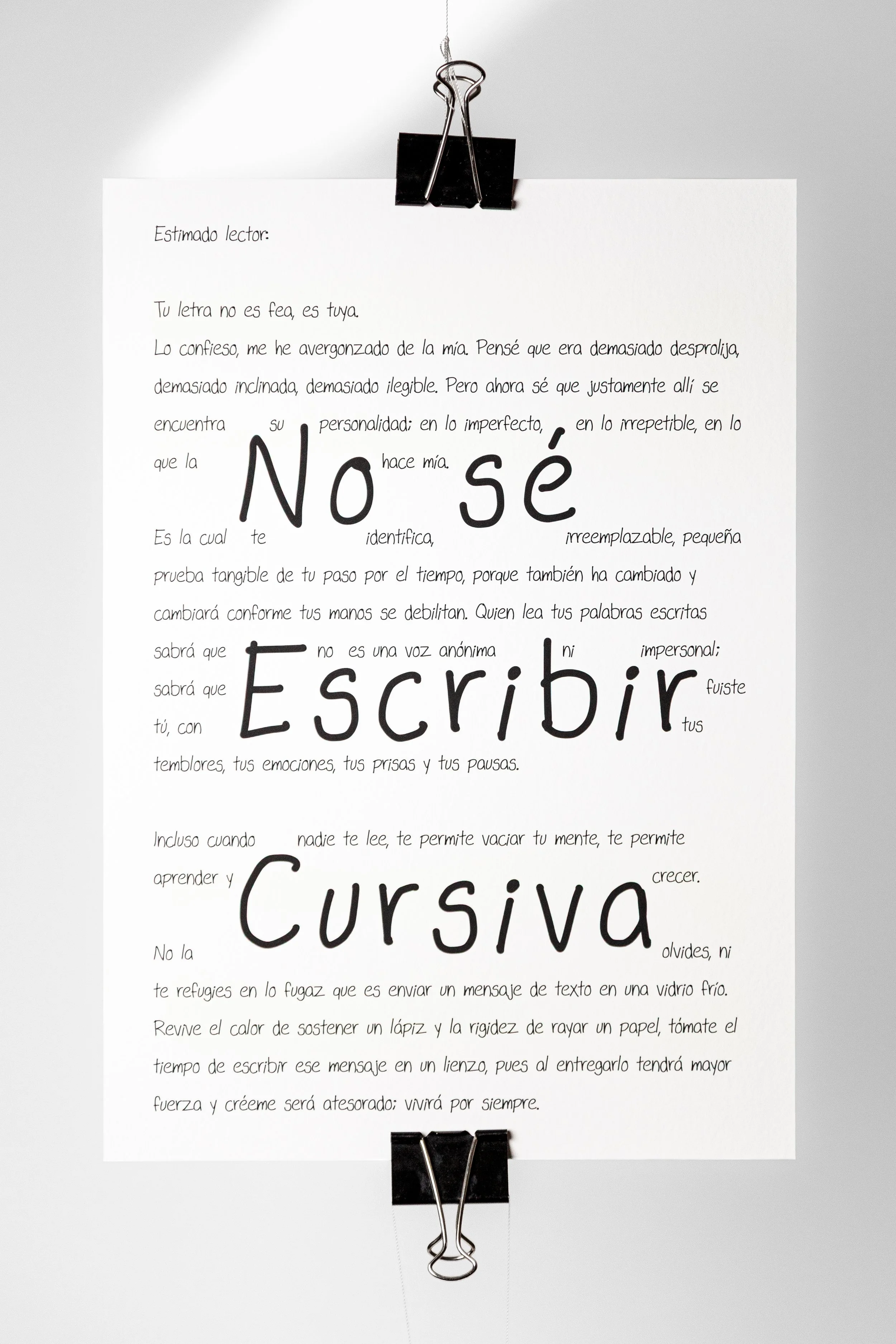 "No sé escribir cursiva"