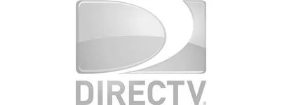 DIRECTV logo in grayscale, featuring a stylized satellite dish and the word 'DIRECTV' below.