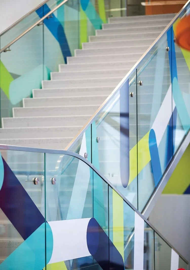 These Rehab Center Graphics feature multi-layered applications on sturdy substrates, delivering thematic continuity and durability to encourage movement in a rehabilitative setting.
Project: Rehab Center Graphics | Client: Shirley Ryan Ability Lab |